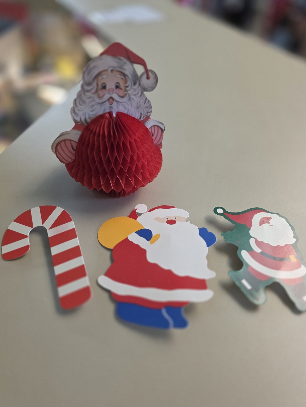 Vintage Hallmark Santa Honeycomb and 3 Cutout Deco